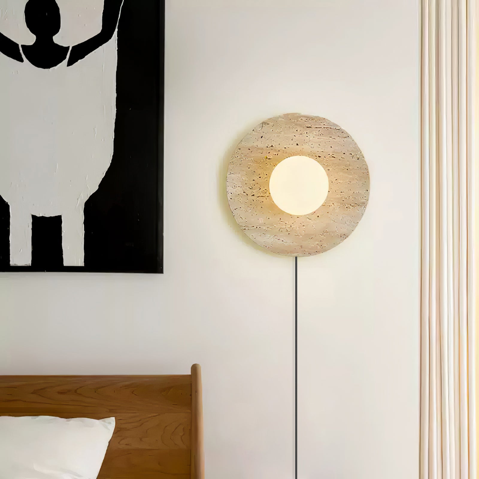 Artemis - Plug-in Travertine Wall Light
