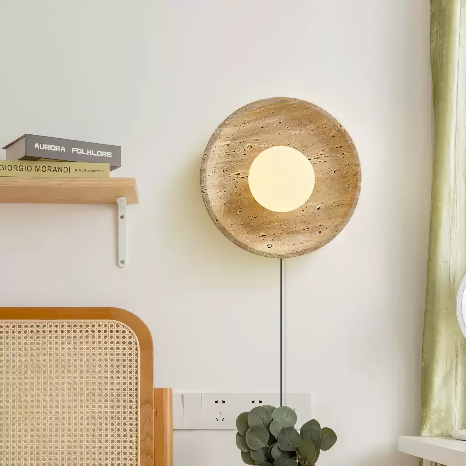 Artemis - Plug-in Travertine Wall Light