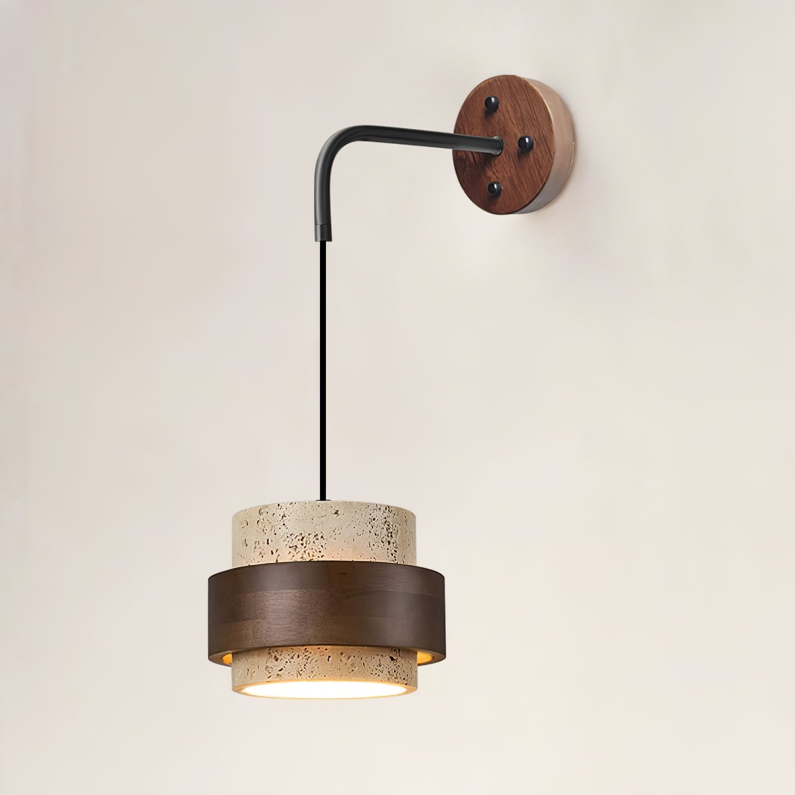 Klotho - Travertine and Walnut Wall Sconce