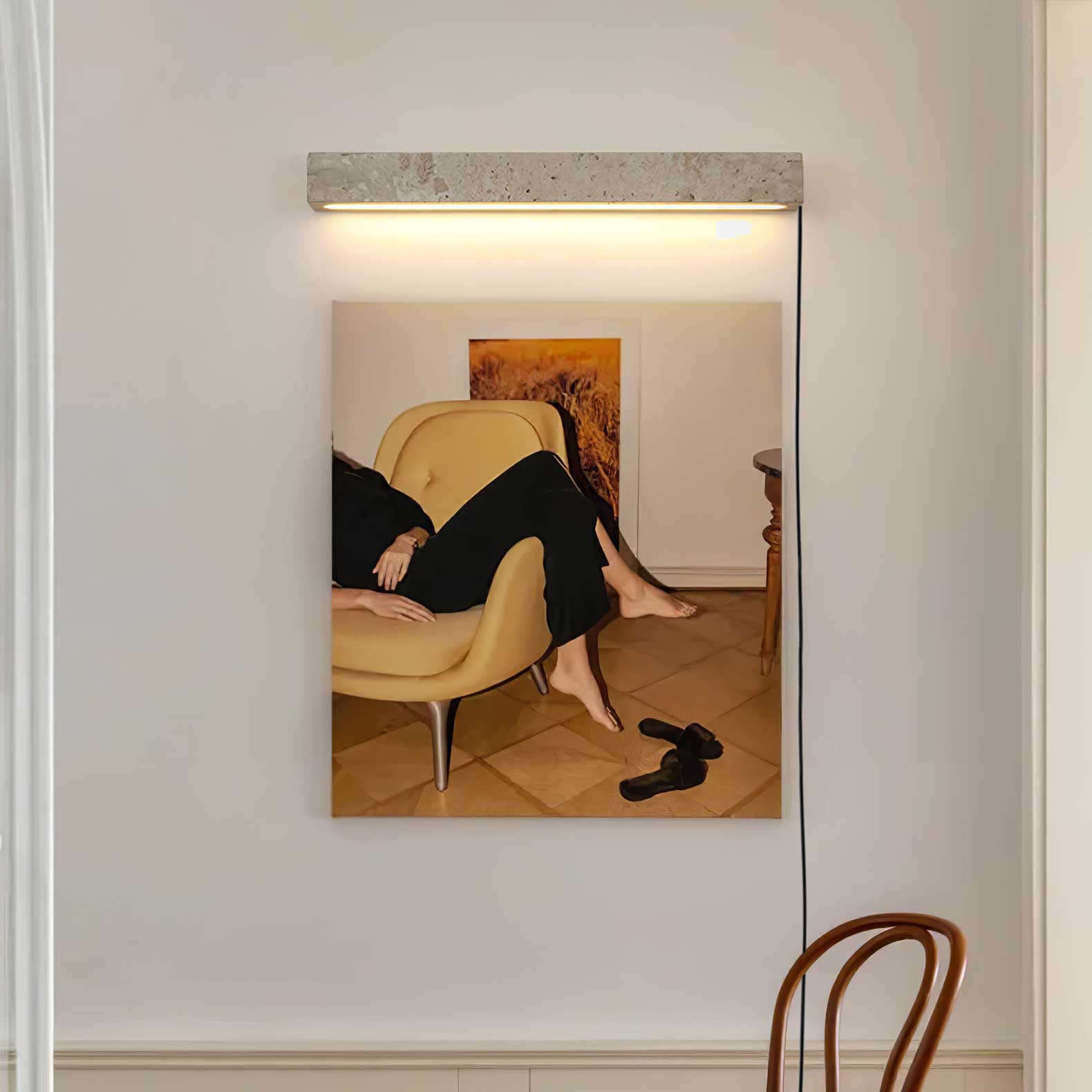 Dynamene - Travertine Linear Plug-In Wall Light