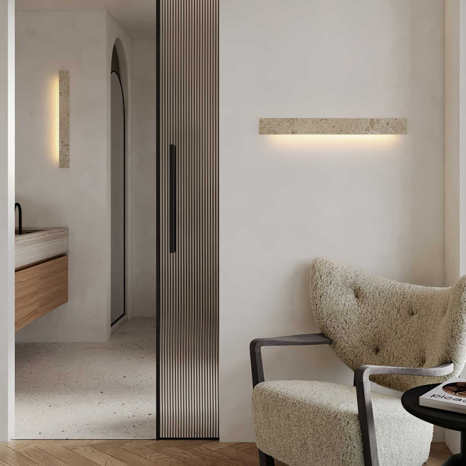 Zephyros - Travertine Linear Wall Light