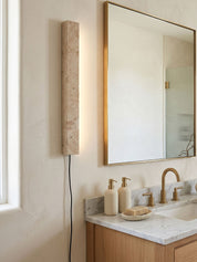 Dynamene - Travertine Linear Plug-In Wall Light