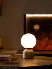 Semele - Marble and White Glass Globe Table Lamp