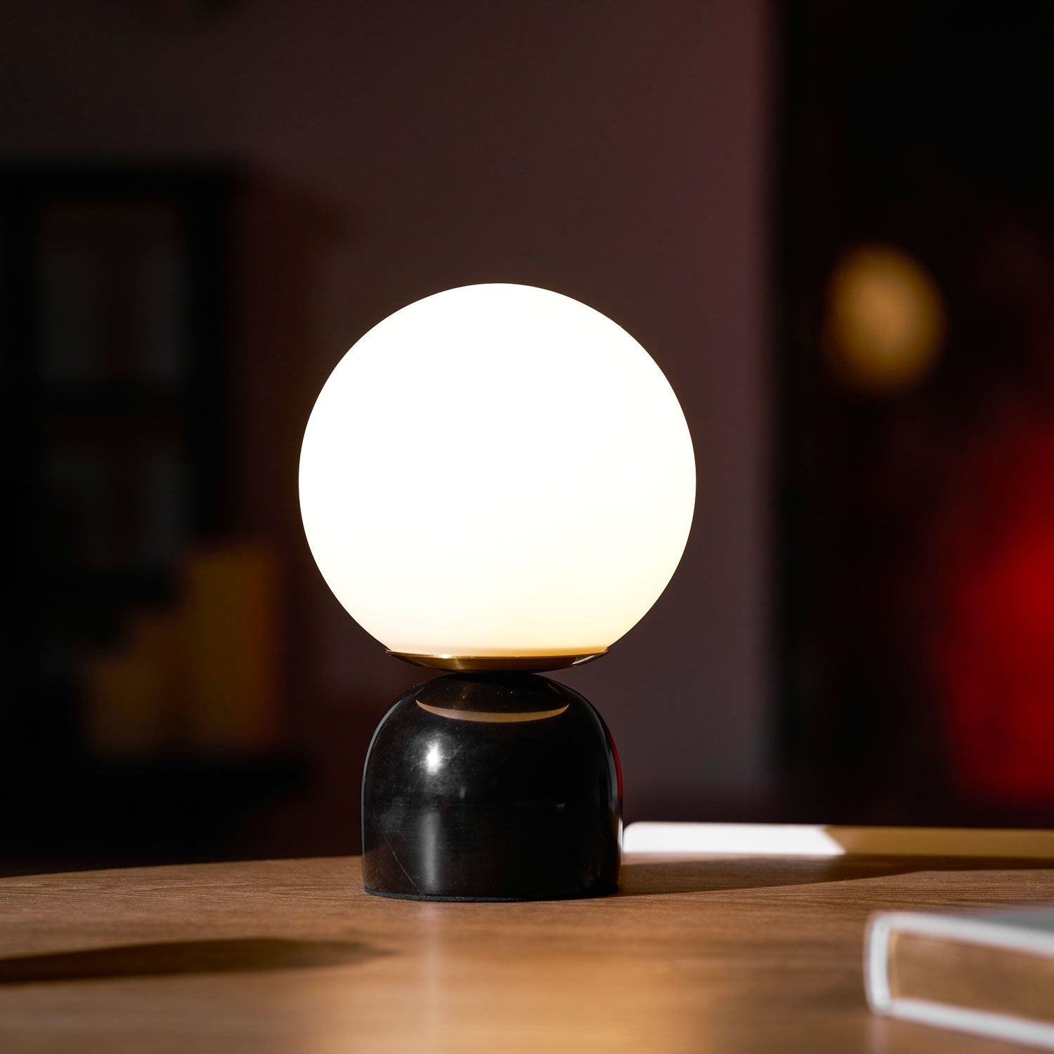 Semele - Marble and White Glass Globe Table Lamp