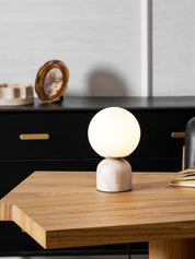Semele - Marble and White Glass Globe Table Lamp