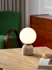 Semele - Marble and White Glass Globe Table Lamp