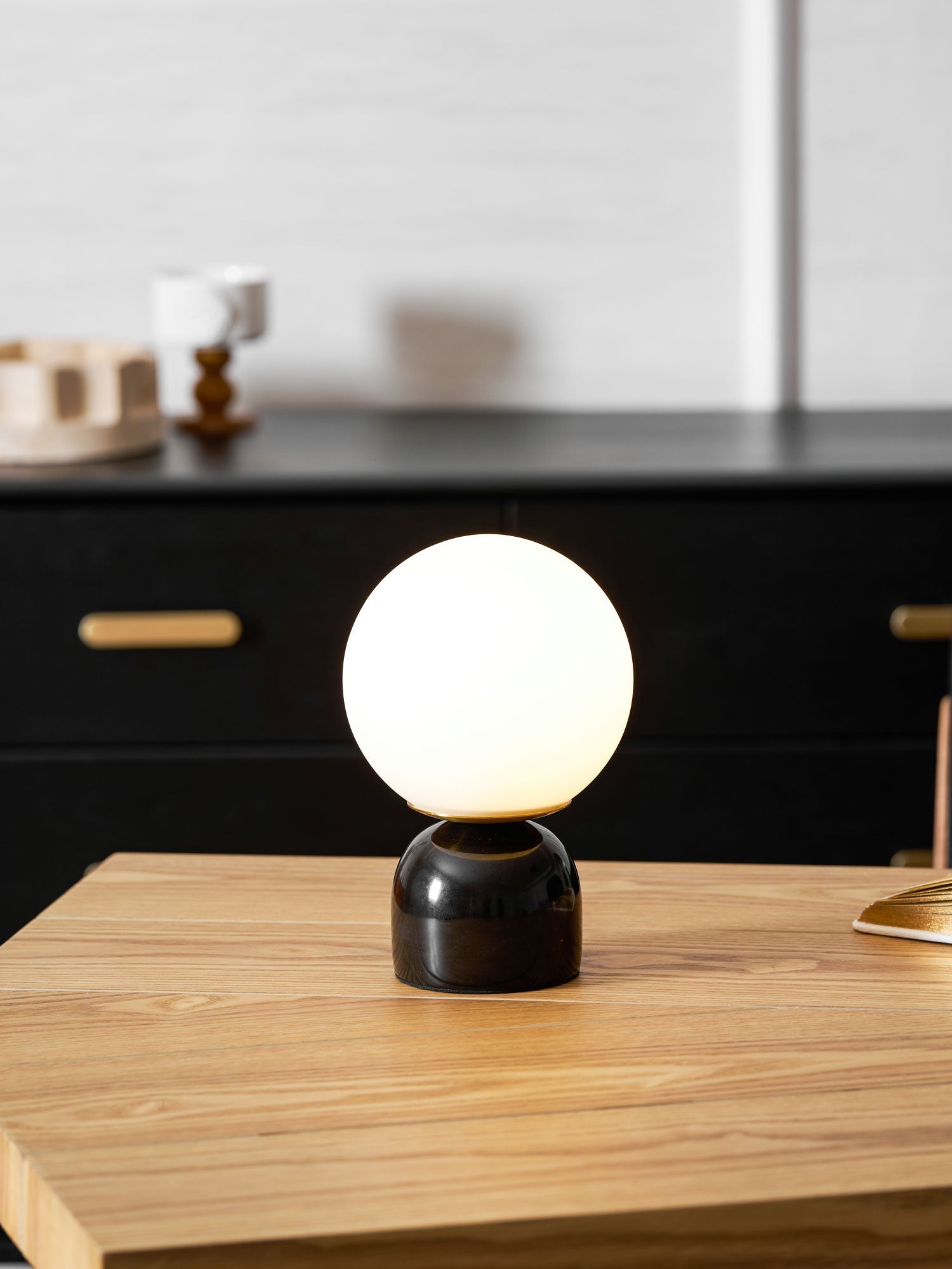 Semele - Marble and White Glass Globe Table Lamp
