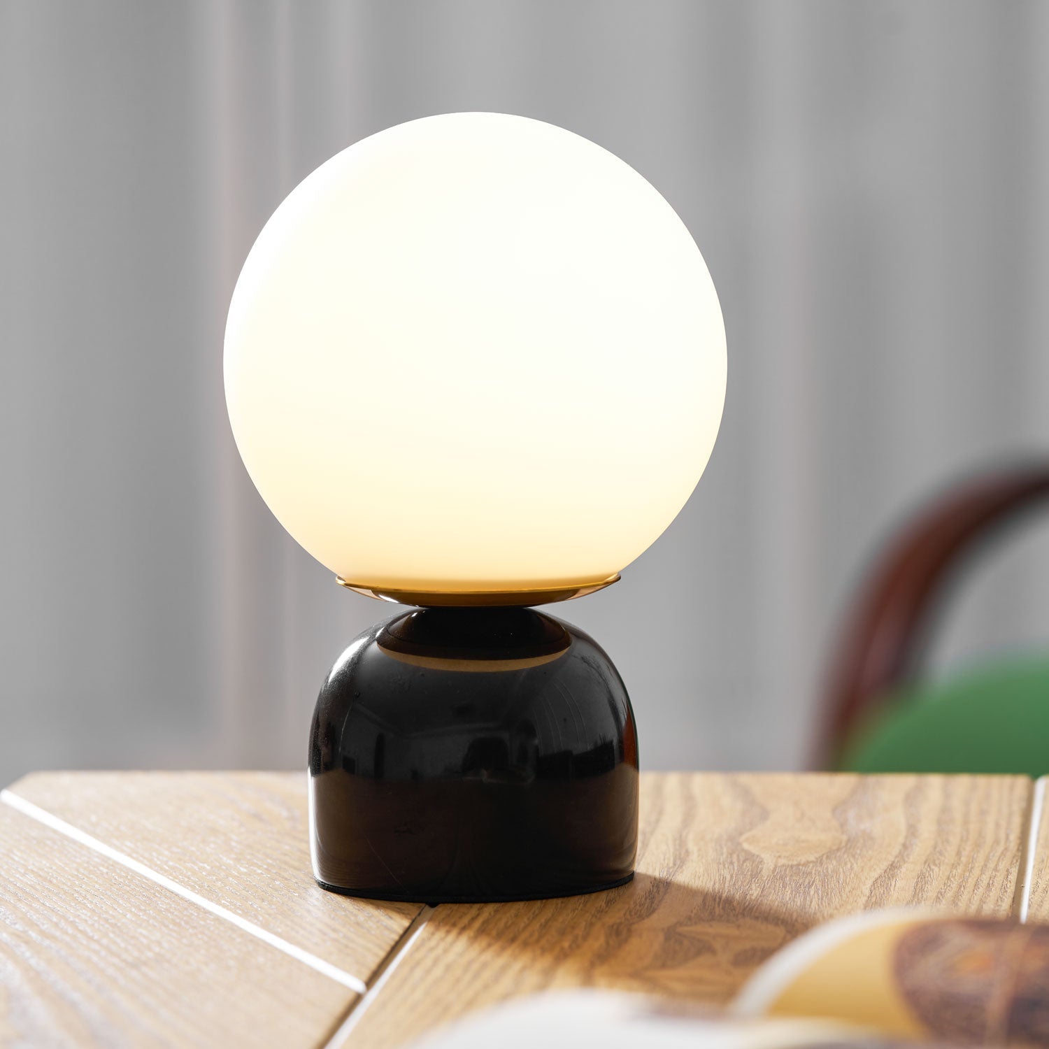 Semele - Marble and White Glass Globe Table Lamp