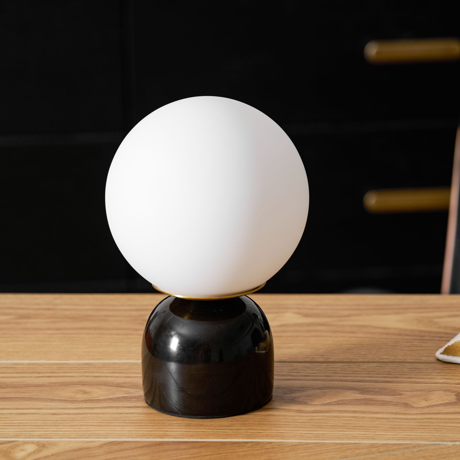 Semele - Marble and White Glass Globe Table Lamp