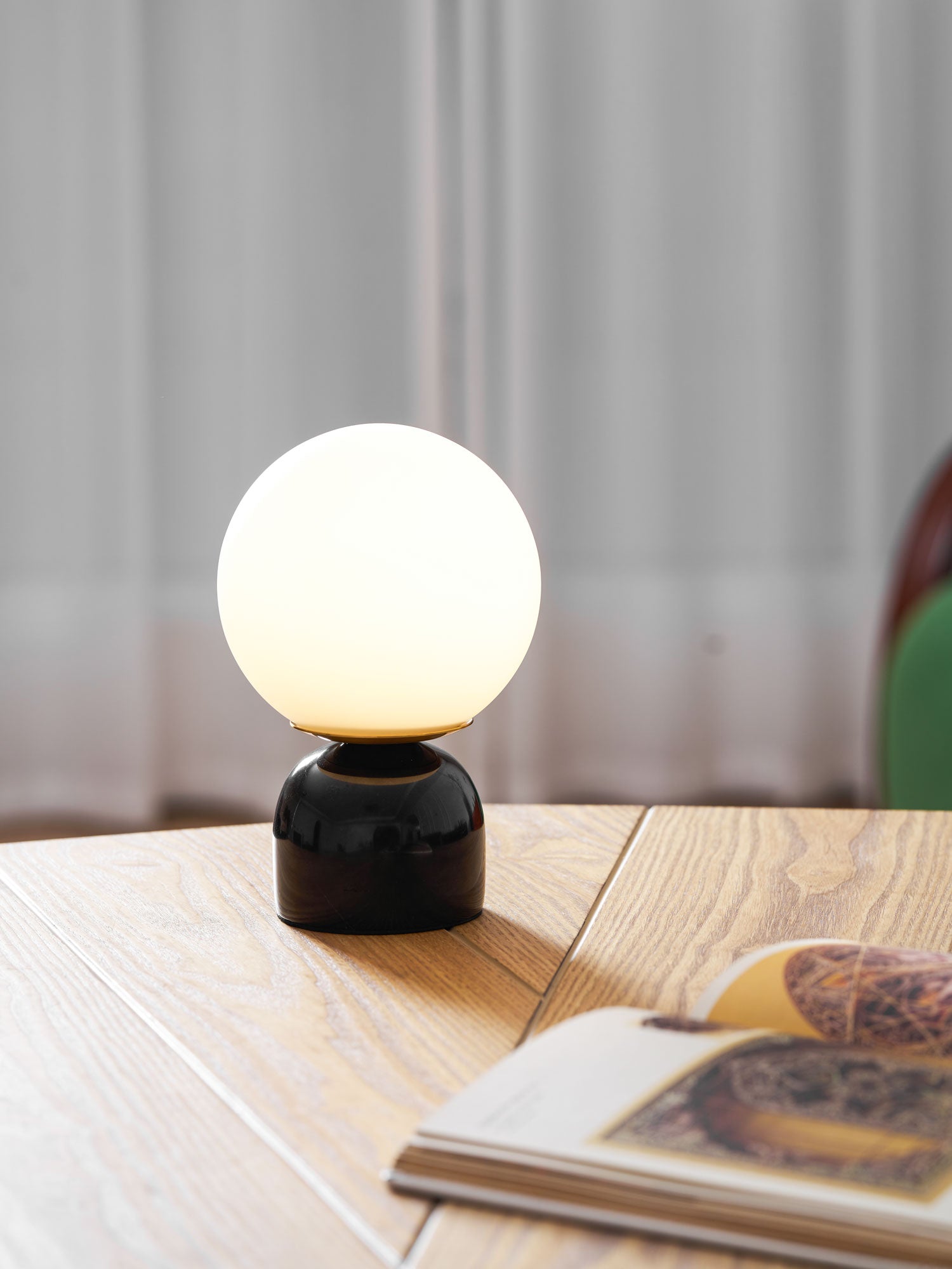 Semele - Marble and White Glass Globe Table Lamp
