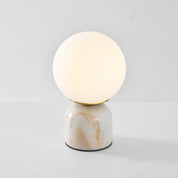 Semele - Marble and White Glass Globe Table Lamp