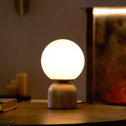 Semele - Marble and White Glass Globe Table Lamp