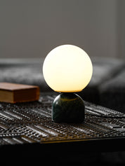 Semele - Marble and White Glass Globe Table Lamp