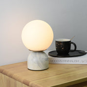 Semele - Marble and White Glass Globe Table Lamp