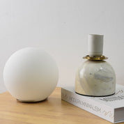 Semele - Marble and White Glass Globe Table Lamp