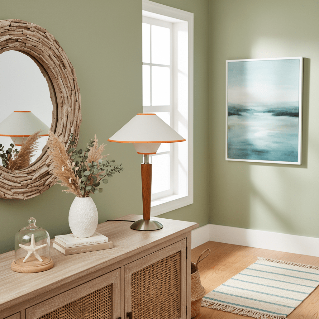 Dryope - Walnut-Color Wood and Fabric Table Lamp
