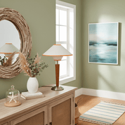 Dryope - Walnut-Color Wood and Fabric Table Lamp