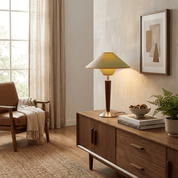 Dryope - Walnut-Color Wood and Fabric Table Lamp