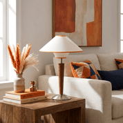 Dryope - Walnut-Color Wood and Fabric Table Lamp