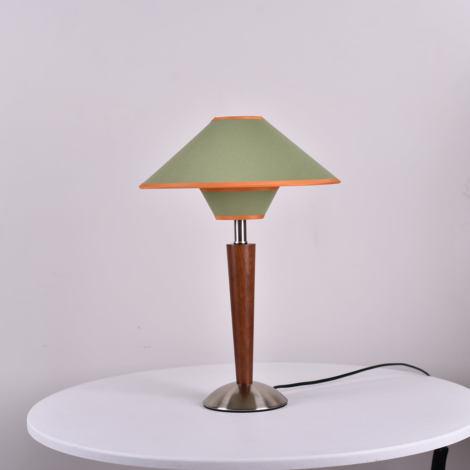 Dryope - Walnut-Color Wood and Fabric Table Lamp