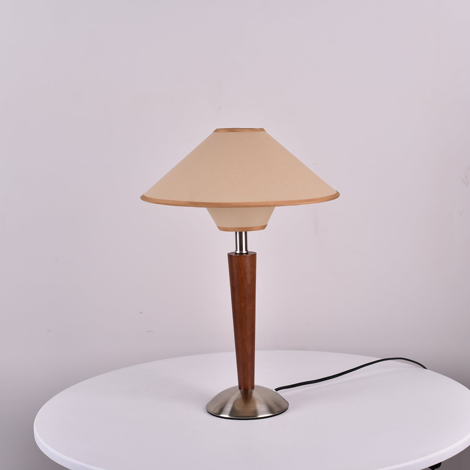 Dryope - Walnut-Color Wood and Fabric Table Lamp