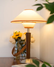 Dryope - Walnut-Color Wood and Fabric Table Lamp
