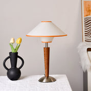 Dryope - Walnut-Color Wood and Fabric Table Lamp