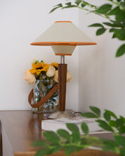 Dryope - Walnut-Color Wood and Fabric Table Lamp
