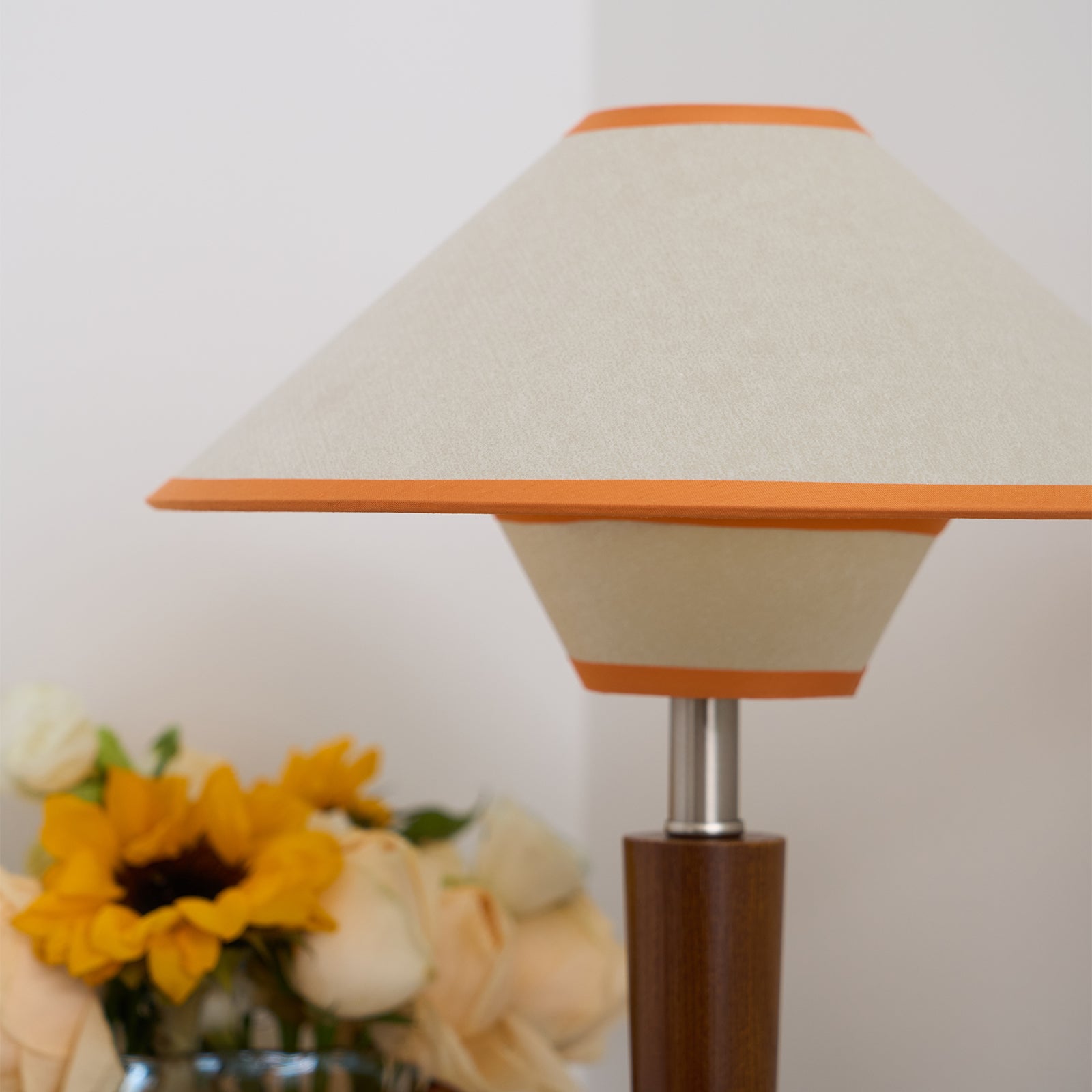 Dryope - Walnut-Color Wood and Fabric Table Lamp