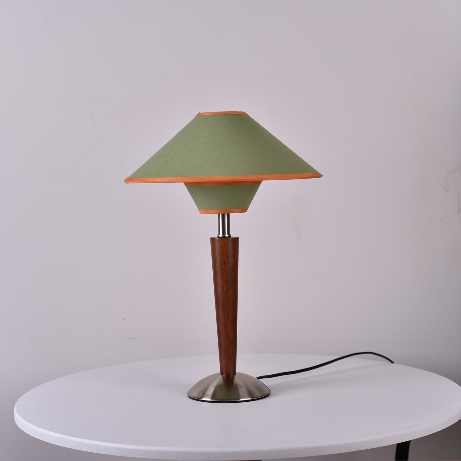 Dryope - Walnut-Color Wood and Fabric Table Lamp
