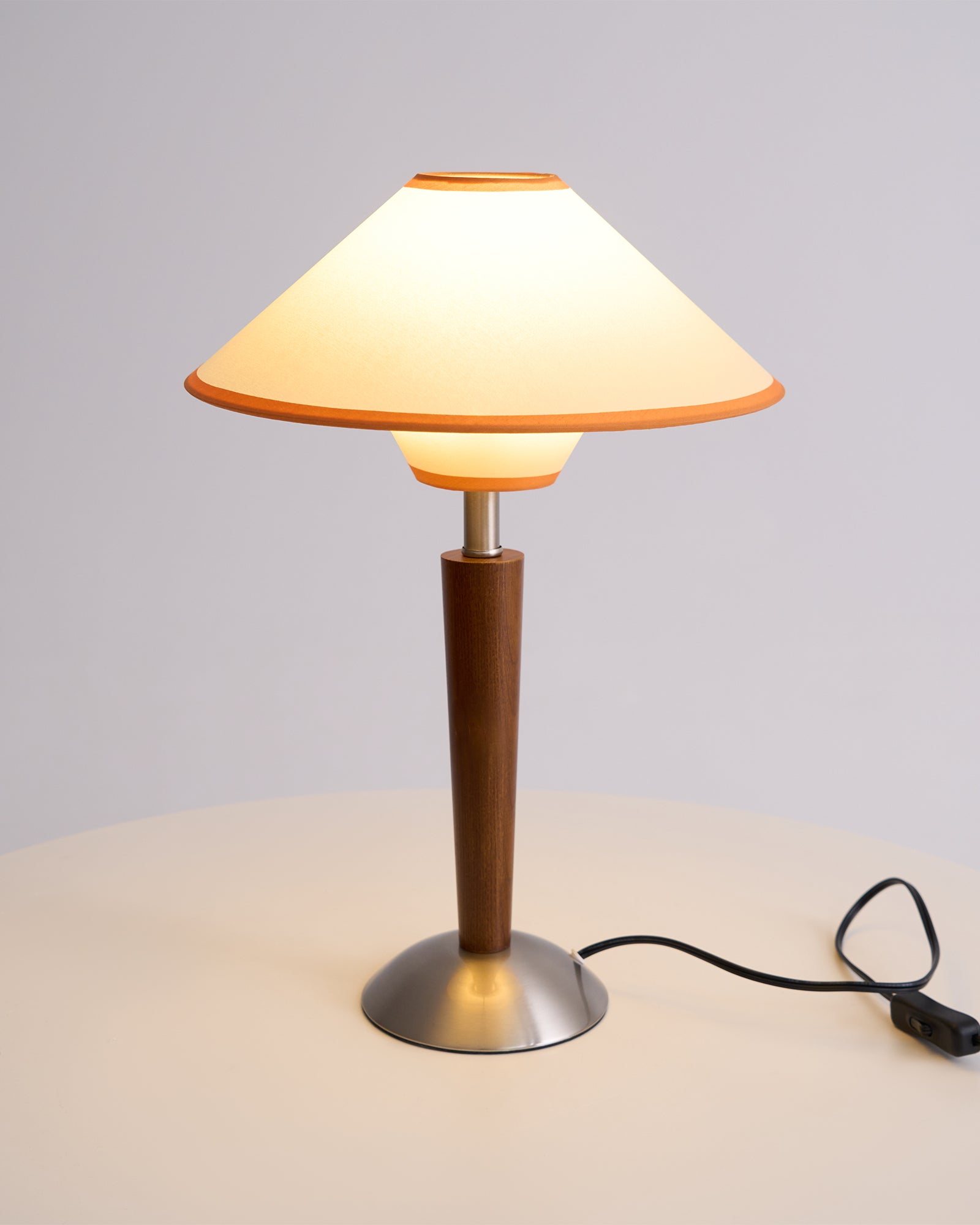 Dryope - Walnut-Color Wood and Fabric Table Lamp