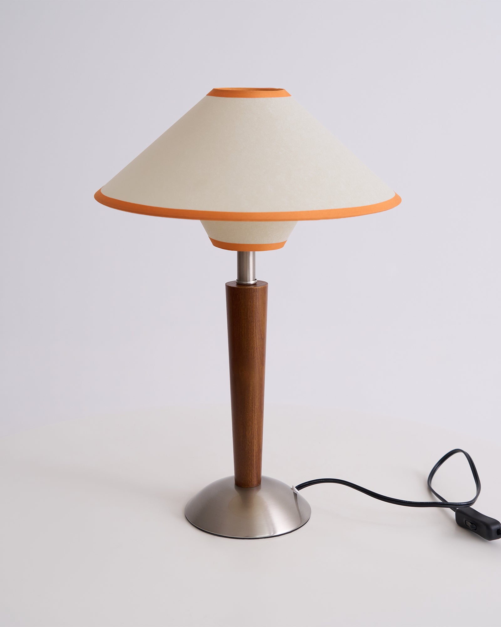 Dryope - Walnut-Color Wood and Fabric Table Lamp