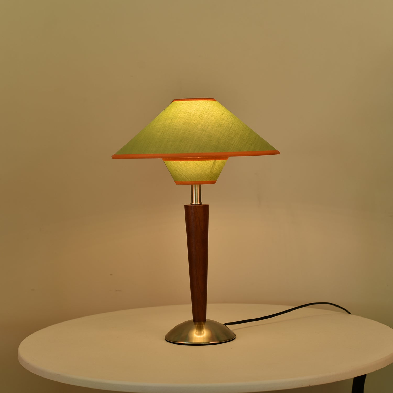 Dryope - Walnut-Color Wood and Fabric Table Lamp
