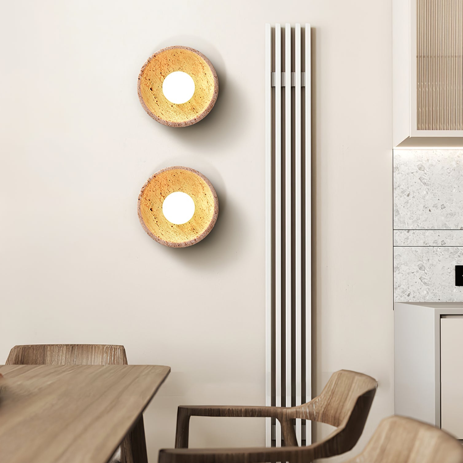 Karpo - Travertine Bowl Wall Lamp