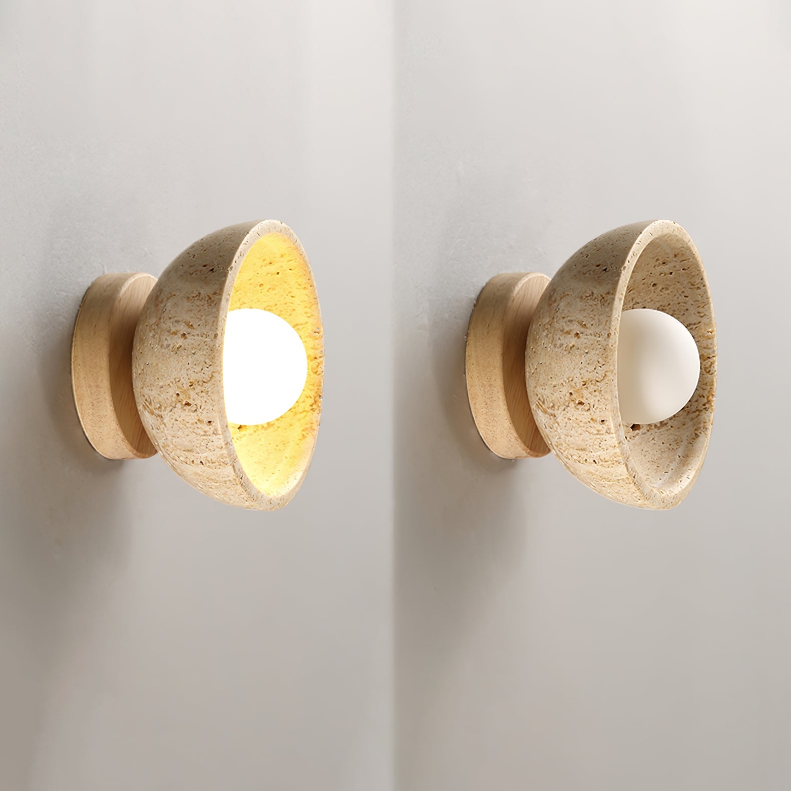 Karpo - Travertine Bowl Wall Lamp