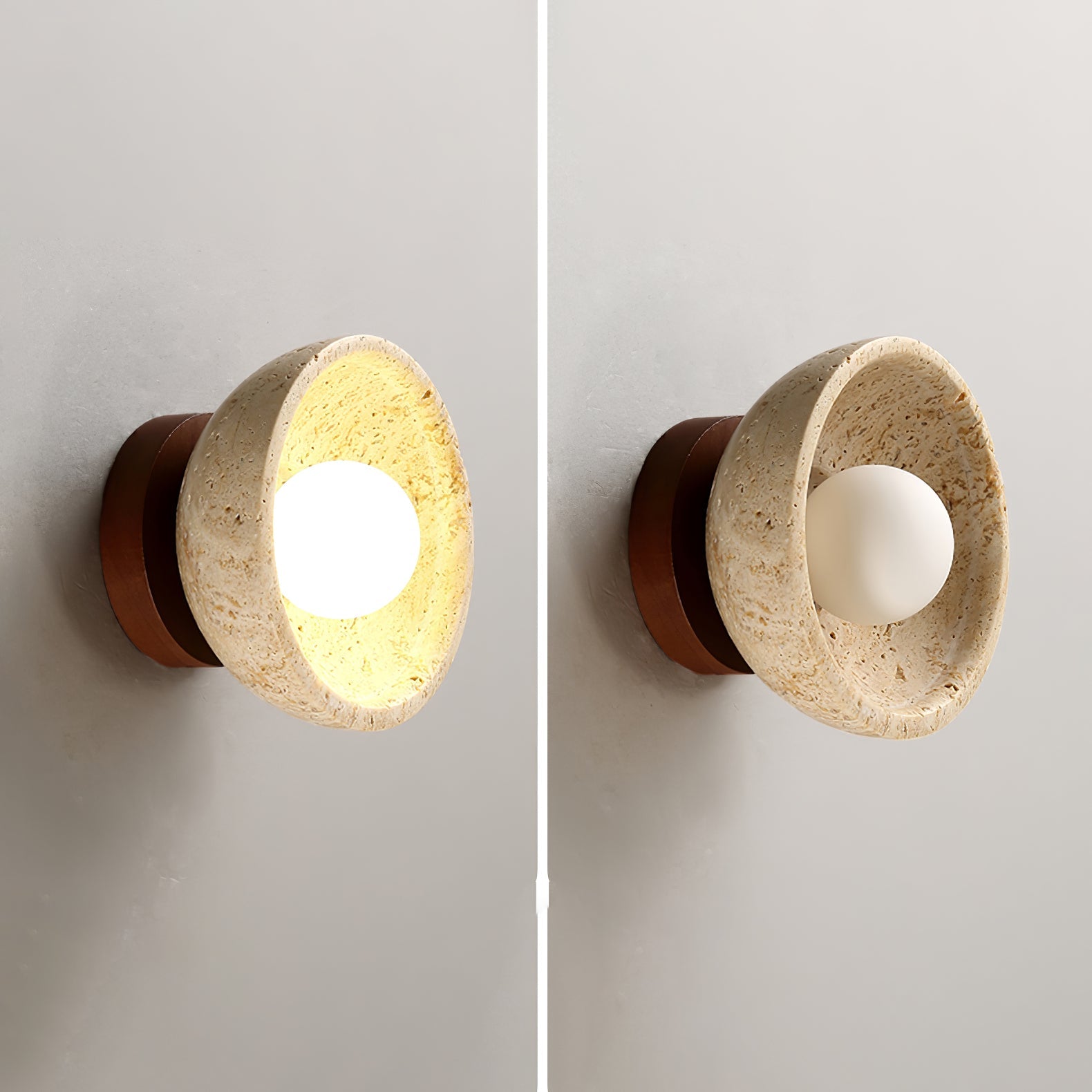 Karpo - Travertine Bowl Wall Lamp