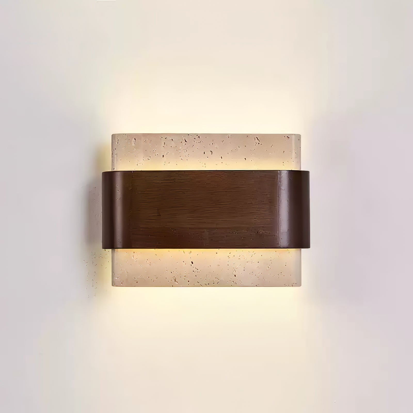 Idyia - Travertine and Walnut Wall Sconce