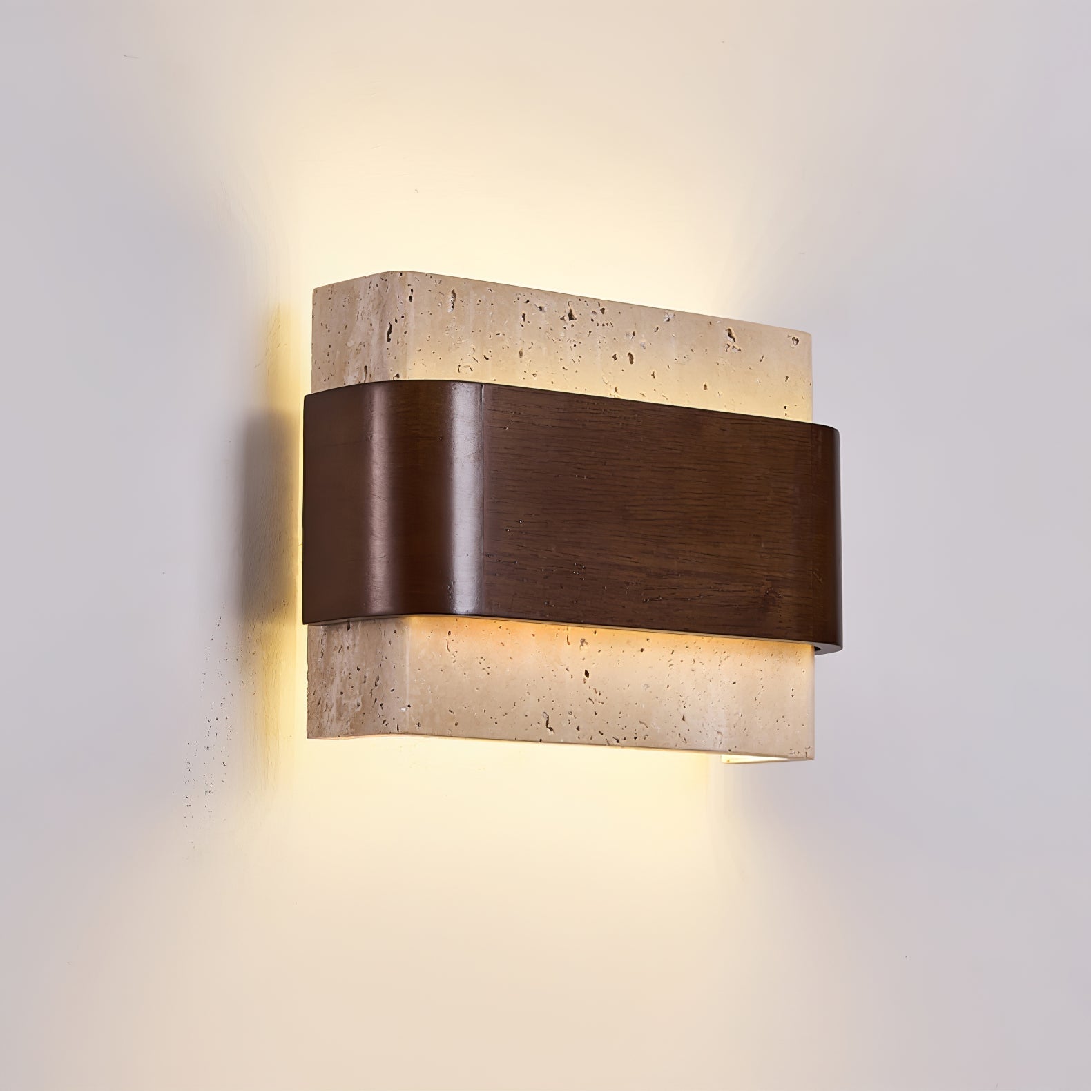 Idyia - Travertine and Walnut Wall Sconce