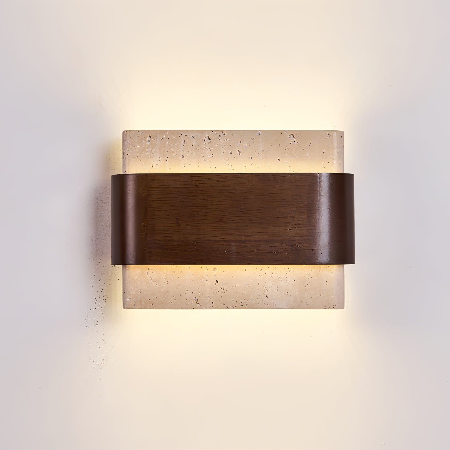 Idyia - Travertine and Walnut Wall Sconce