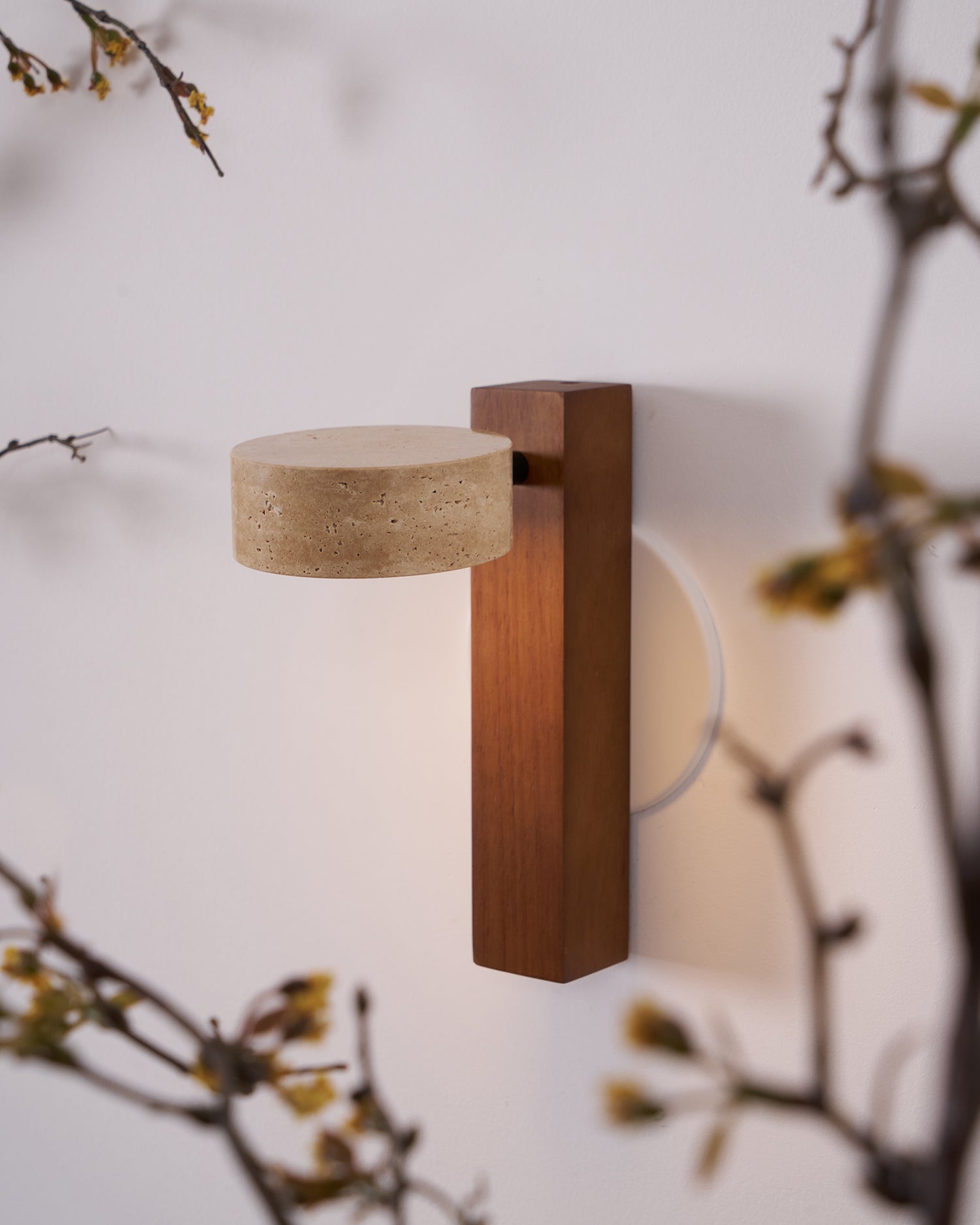 Kyparissos - Travertine and Walnut Wall Light