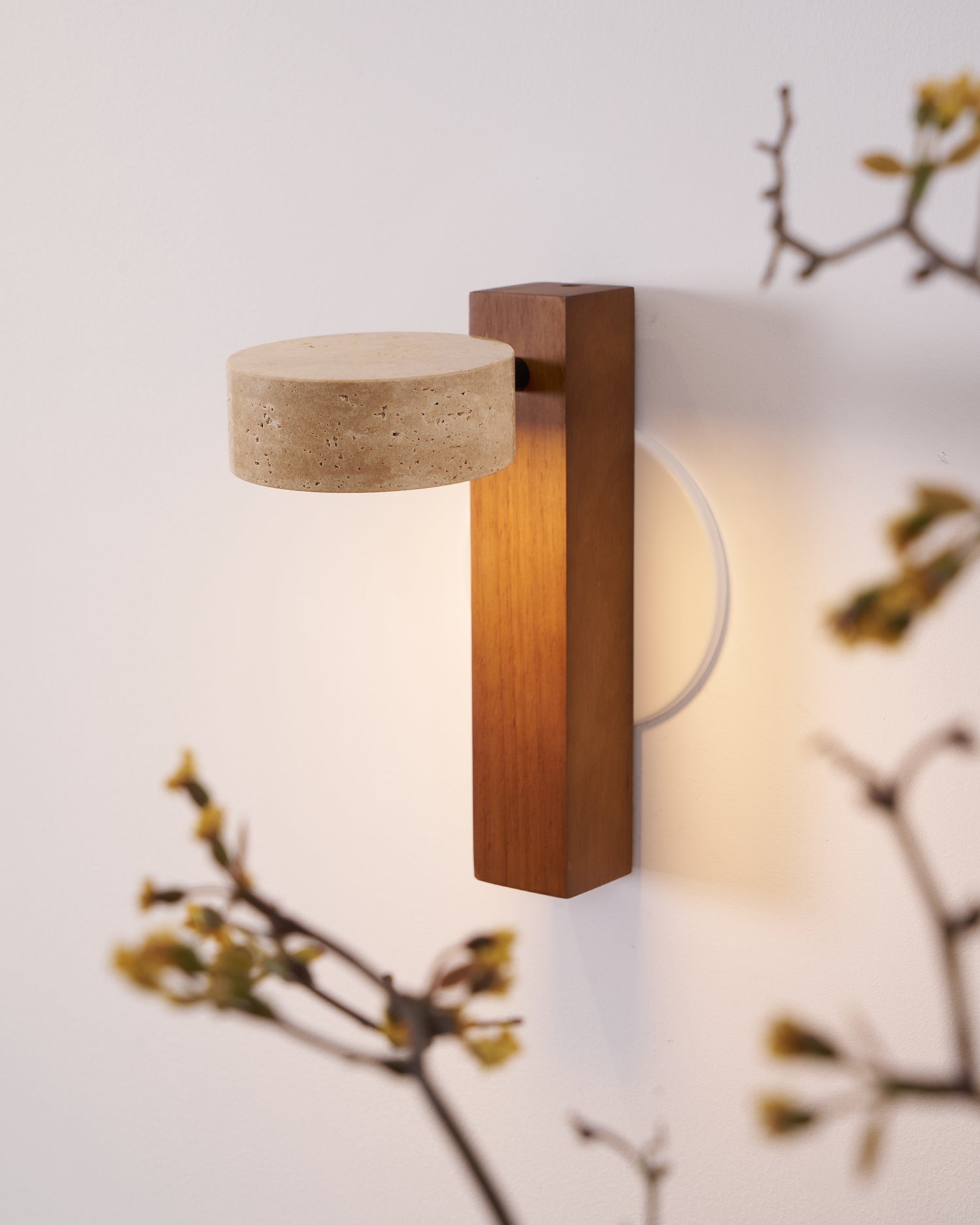 Kyparissos - Travertine and Walnut Wall Light