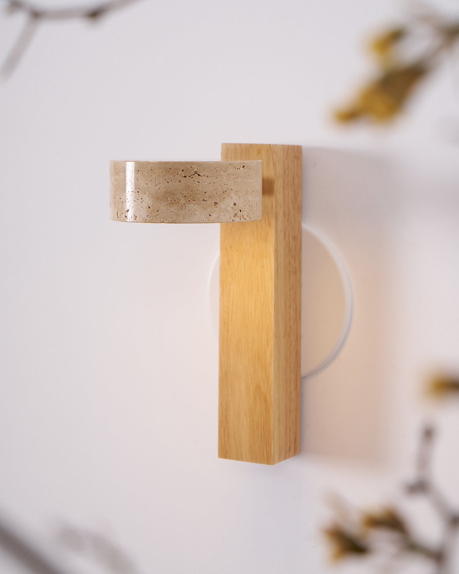 Kyparissos - Travertine and Walnut Wall Light