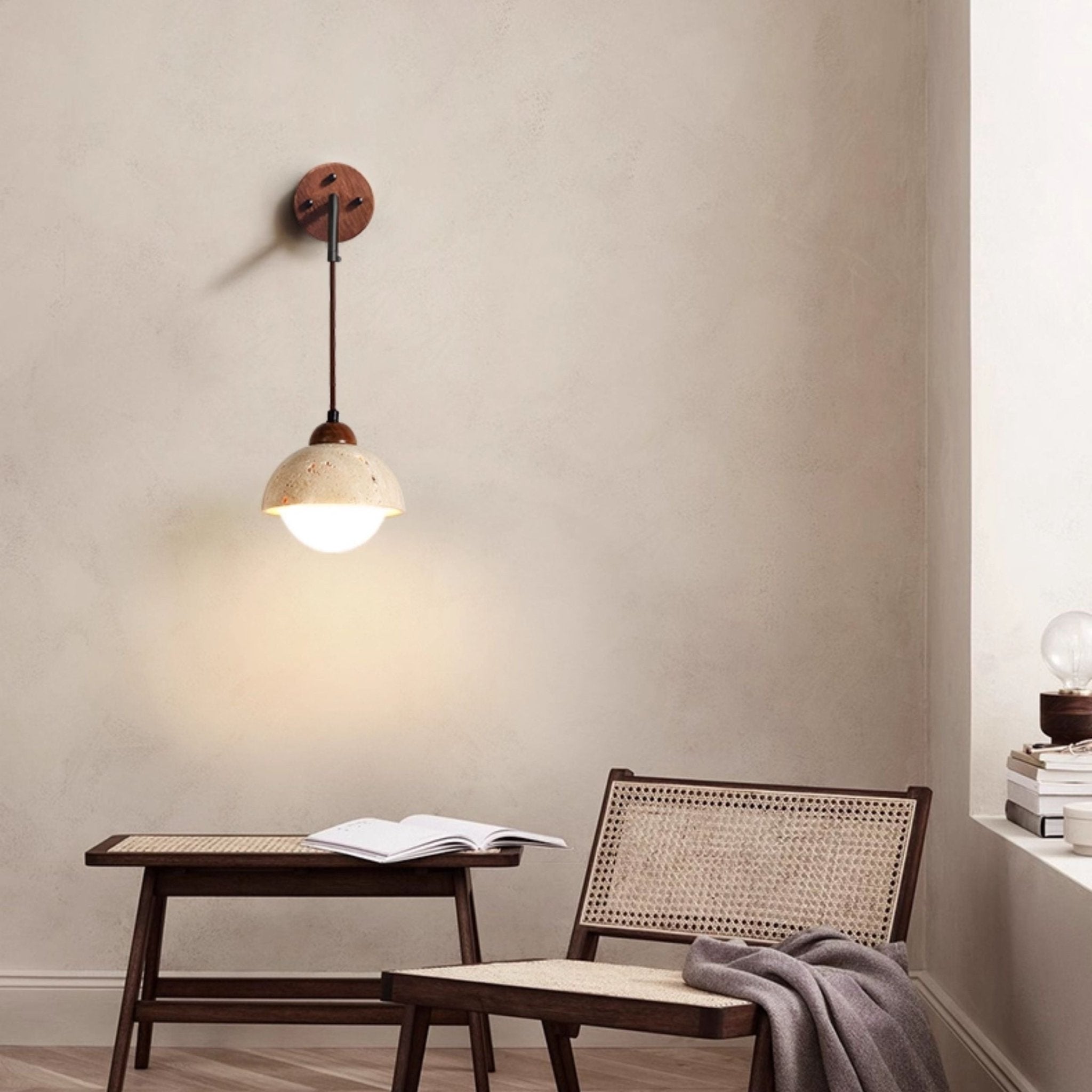 Palaimon - Travertine Swing Arm Wall Sconce