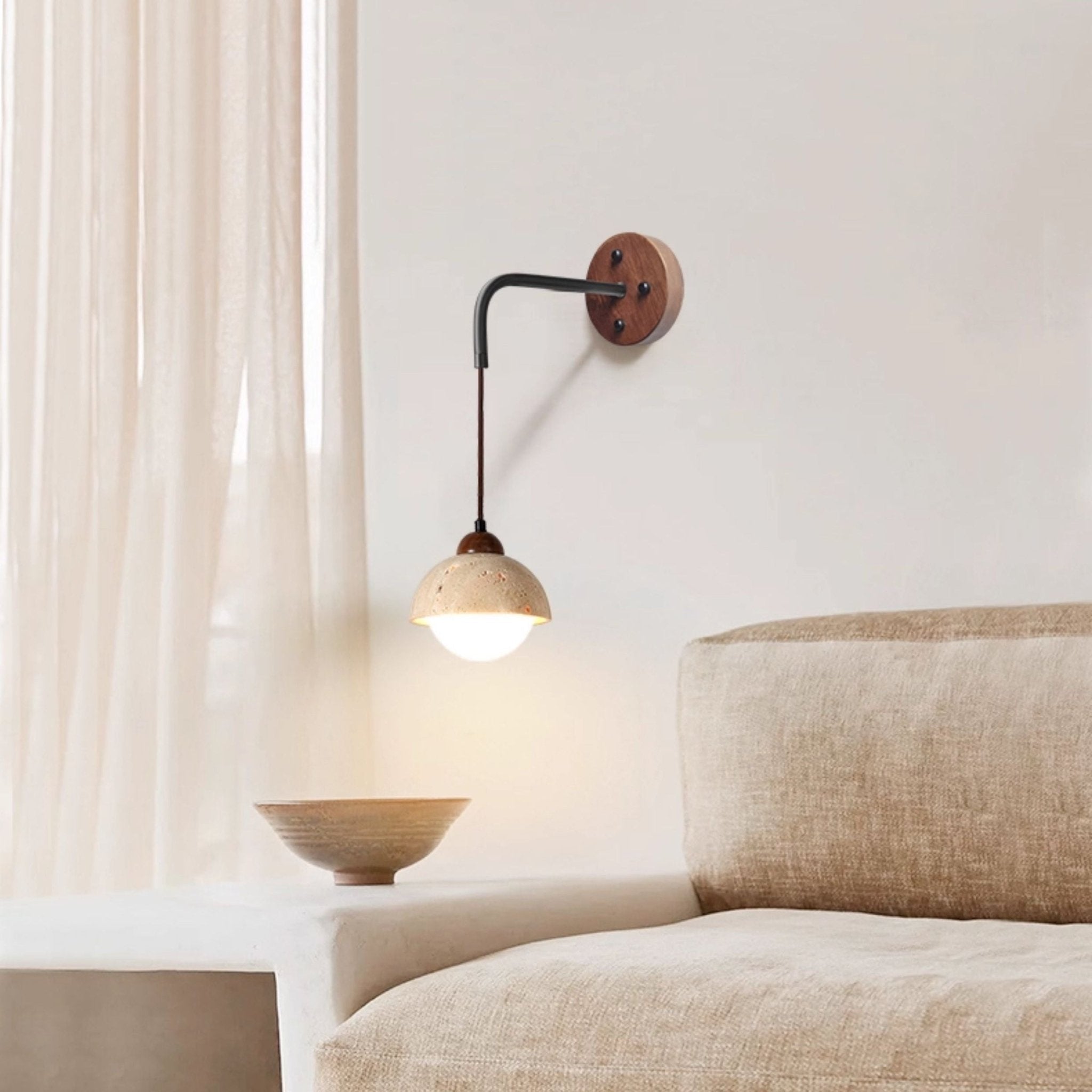 Palaimon - Travertine Swing Arm Wall Sconce
