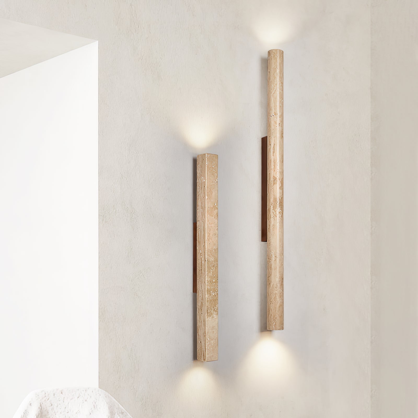 Koios - Travertine Column Wall Light