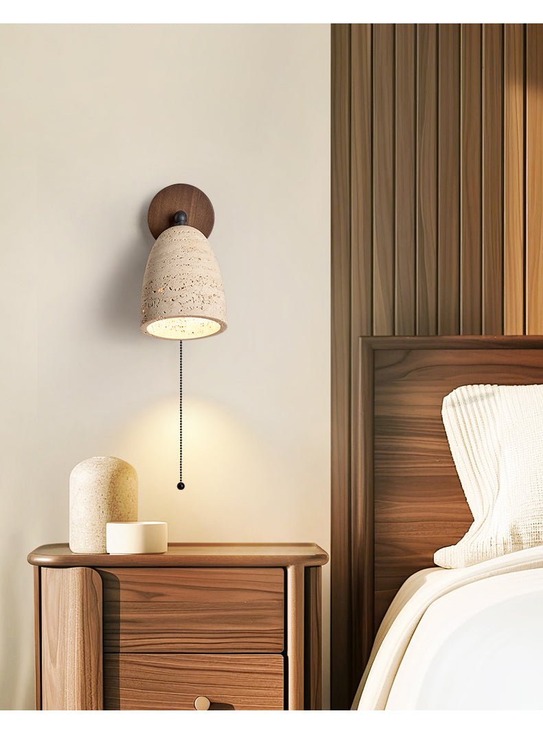 Aktaia - Travertine and Walnut Pivoting Sconce