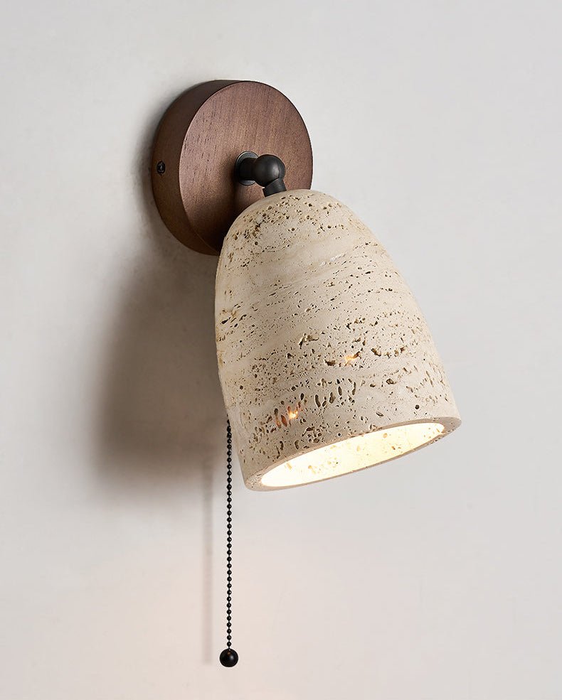 Aktaia - Travertine and Walnut Pivoting Sconce