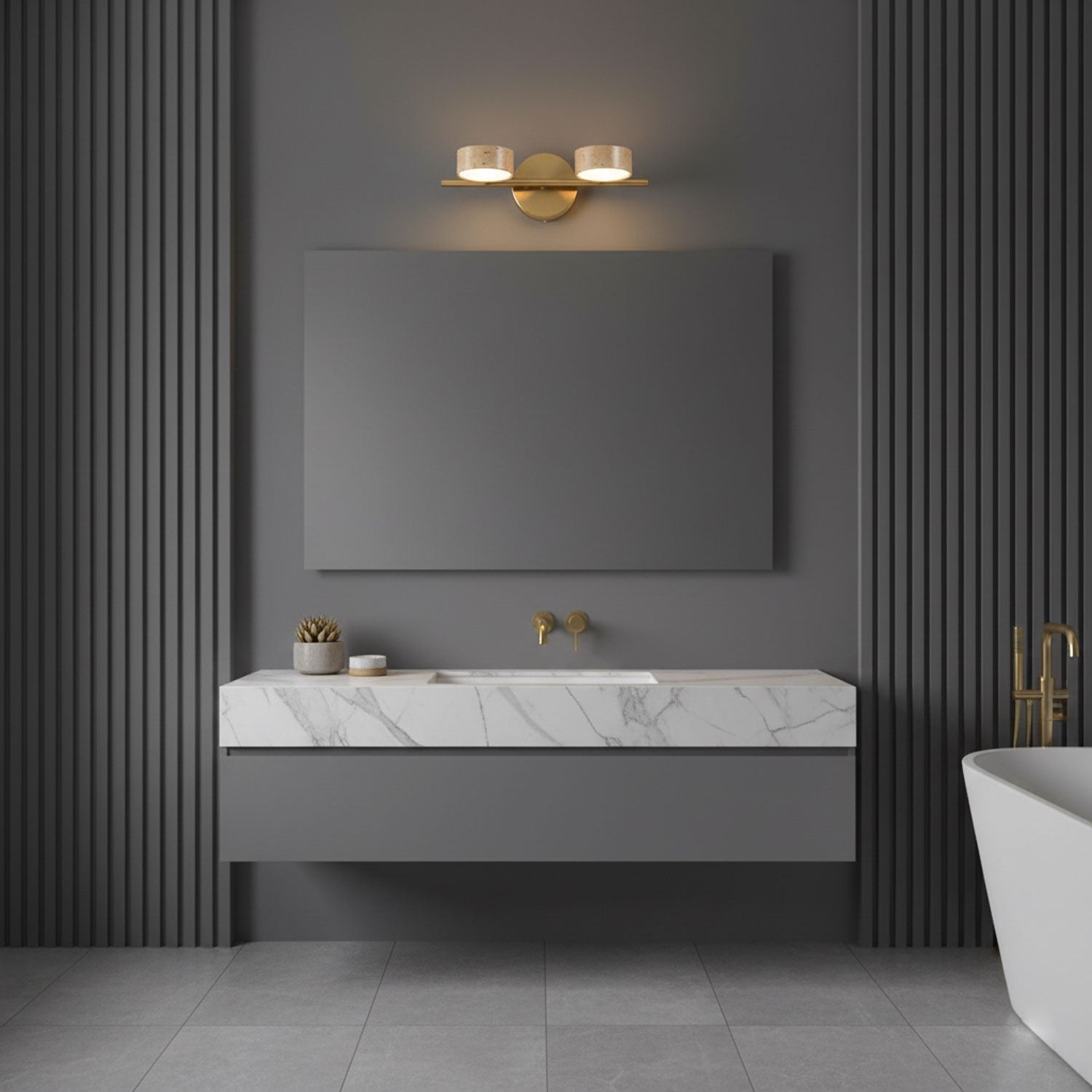 Sterope - Travertine Vanity Wall Light