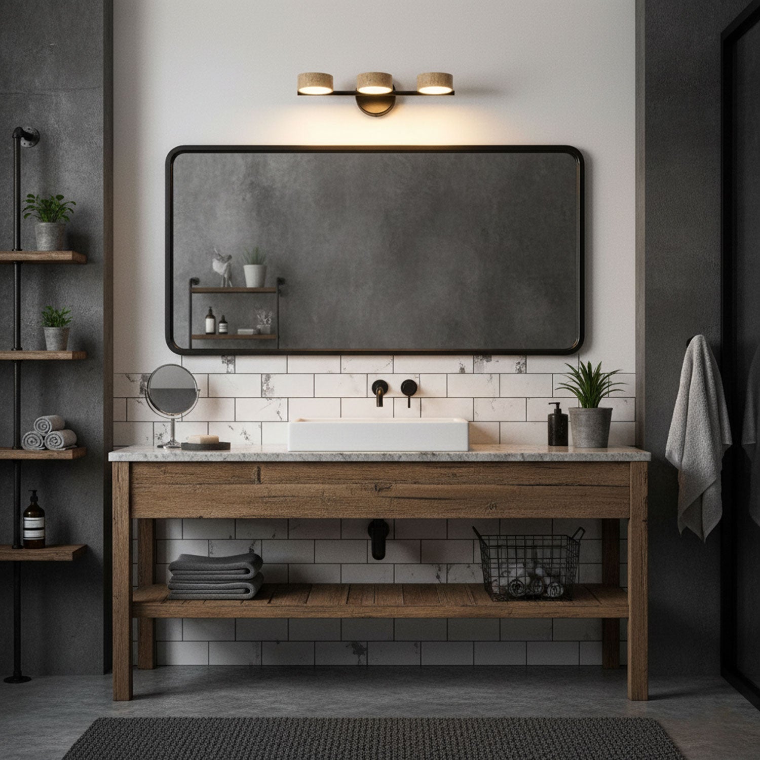 Sterope - Travertine Vanity Wall Light