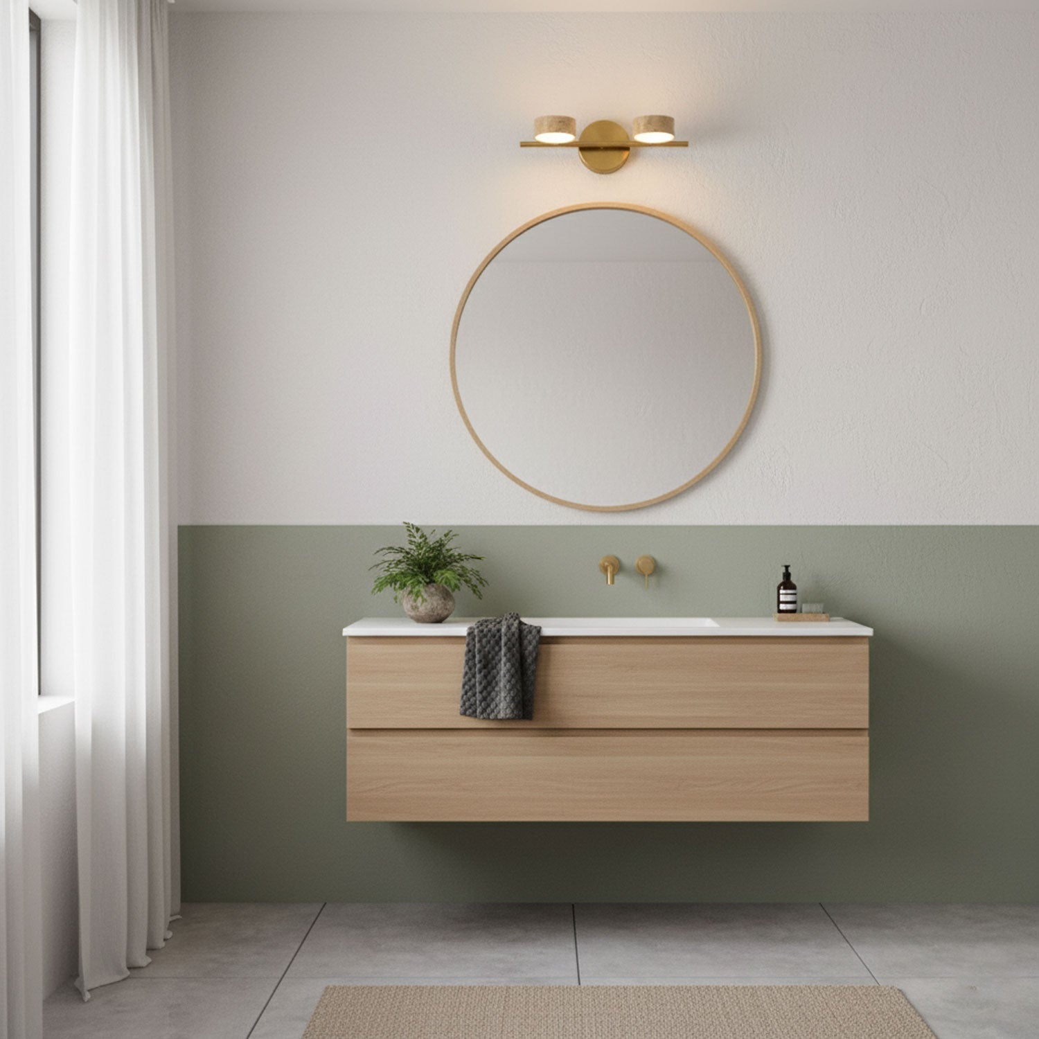 Sterope - Travertine Vanity Wall Light